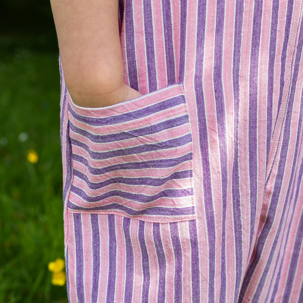 Children&#39;s Organic Cotton Dungarees - Pink &amp; Purple Stripe