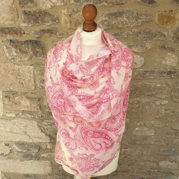 Cashmere Pashmina - Pink Paisley