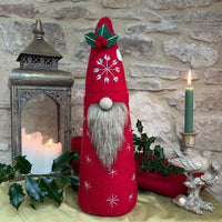 Handcrafted Felted Wool Father Christmas  with Snowflake Decoration -  Red