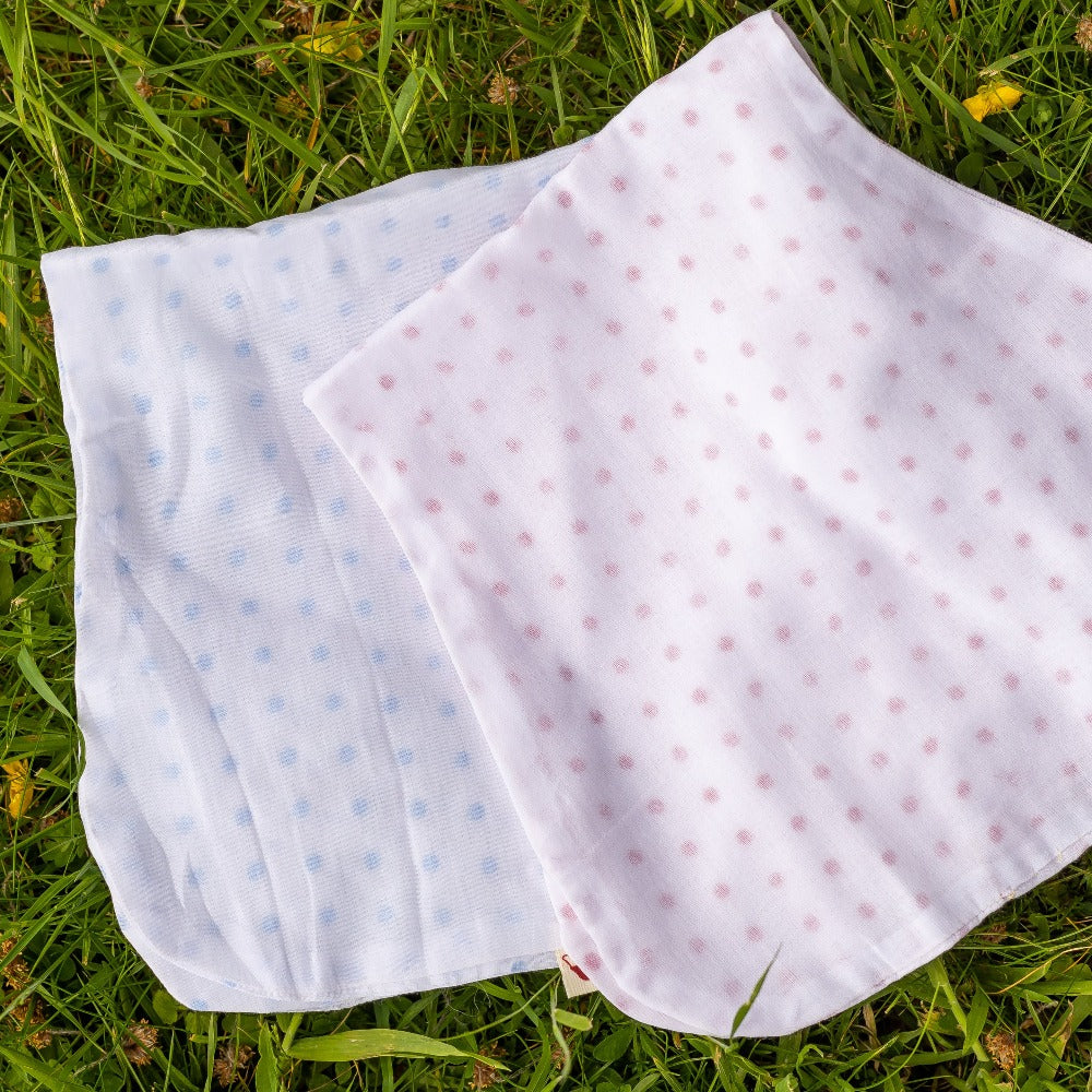 Triple Gauze Muslin Burping Cloths - Soft & Contoured Baby Essential - Polka Dot Pattern