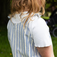 Unisex Organic Cotton Dungarees - Off White & Blue Stripe
