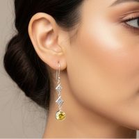 Yellow Topaz & Silver Drop Earrings