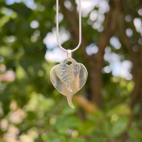 Handcrafted by Lily's Leaves Silver 'Heart' Necklace with a silver snake chain. 