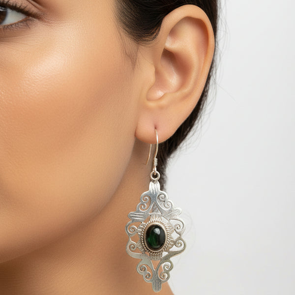 Silver & Black Star Earrings
