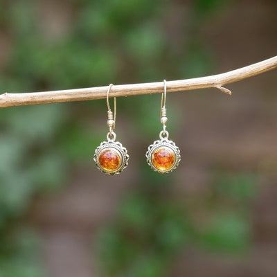 Silver & Amber Earrings
