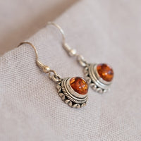 Silver & Amber Earrings