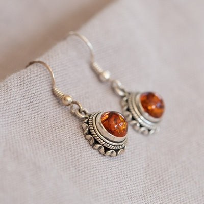 Douée -  Silver & Amber Earrings