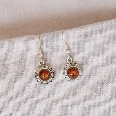 Douée -  Silver &amp; Amber Earrings
