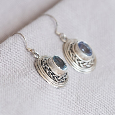 Douée -  Silver & Aqua Marine Earrings