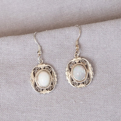 Douée -  Silver &amp; Opal Earrings