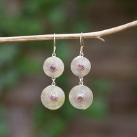 Silver & 'Water Melon' Tourmaline Earrings