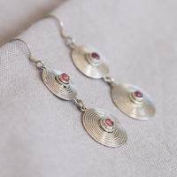 Silver & 'Water Melon' Tourmaline Earrings