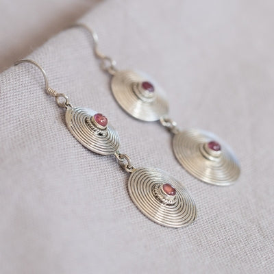 Douée -  Silver & 'Water Melon' Tourmaline Earrings