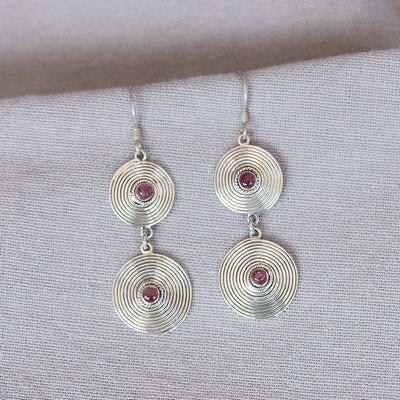 Douée -  Silver &amp; &#39;Water Melon&#39; Tourmaline Earrings