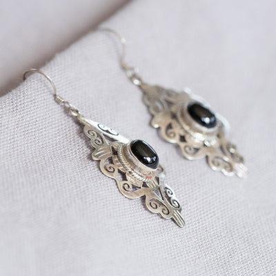 Douée -  Silver &amp; Black Star Earrings