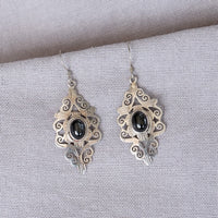 Silver & Black Star Earrings