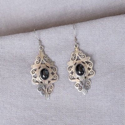 Douée -  Silver & Black Star Earrings