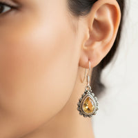 Silver & Citrine 'Teardop' Earrings
