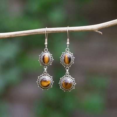 Silver tiger deals eye earrings