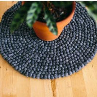 Handcrafted Felted Wool Table Mat - Light Grey