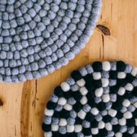 Handcrafted Felted Wool Table Mat - Light Grey
