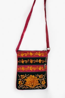 Douée -  Suede Embroidered '3 Zip' Bag