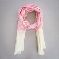 Pure Cashmere Embroidered Pashmina - Cream & Pink