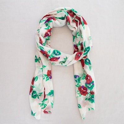 Douée -  Cashmere Printed Pashmina - Red Rose