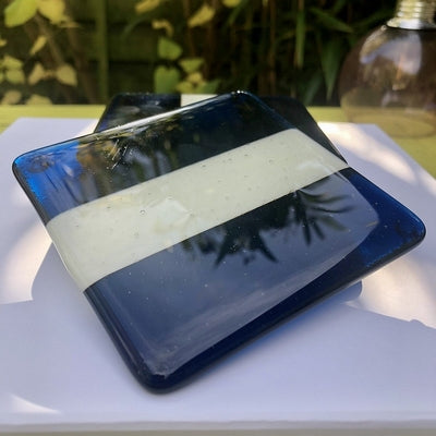 Glass Coaster Set of 4 - Caribbean Blue & French Vanilla