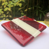 Glass Coaster Set of 4 - Red & French Vanilla