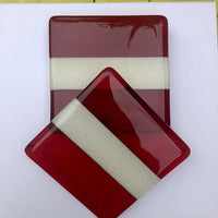 Glass Coaster Set of 4 - Red & French Vanilla