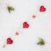 Pure Wool Felted 'Heart' Garland - Red and White