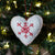 Douée -  Pure Wool Felted White Heart with Red Stitching