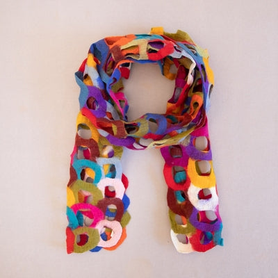Douée -  Merino Wool Scarf - Multicoloured Circles