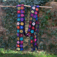 Merino Wool & Chiffon Scarf - Multicolour Circles