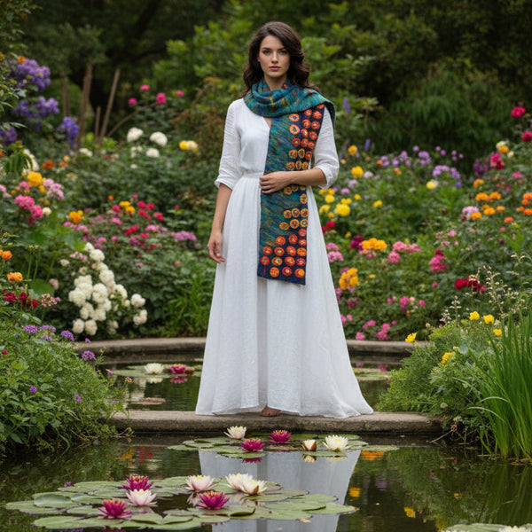 Merino Wool Scarf - Monet Gardens