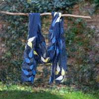 Merino Wool & Chiffon Scarf - Leaves