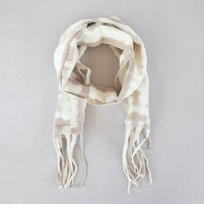 Douée -  Merino Wool Scarf - Cream &amp; Fawn