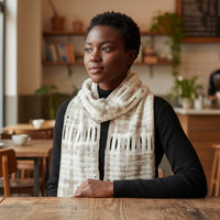 Merino Wool Scarf - Cream & Fawn