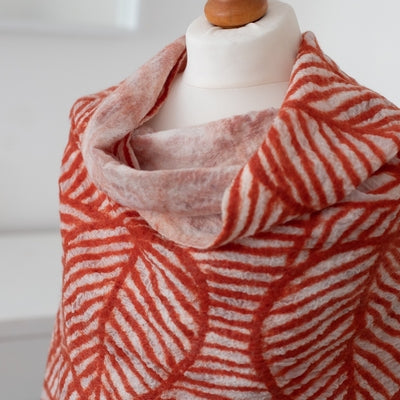 Douée -  Merino Wool Scarf - Burnt Orange &#39;Leaf&#39;
