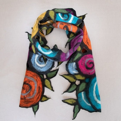 Douée -  Merino Wool Scarf - Multicolour Floral