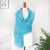 Cashmere Wrap / Scarf - Turquoise Herringbone design on a mannequin against a white background. 