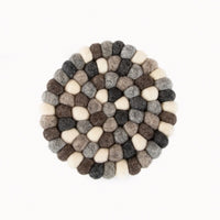 Handcrafted Felted Wool Trivet  Browns, Grey & Cream