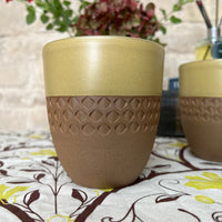 Hand Thrown Decorated Mug - Bhaktapur Mustard