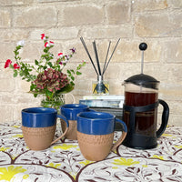 Hand Thrown Decorated Mug - Bhaktapur Midnight Blue