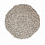 Handcrafted Felted Wool Rugs - Cream, Browns and Grey by Douée on a natural colour carpet in a room with tables and a natural colour sofa against a neutral wall with a green plant for decoration. 