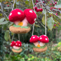Handcrafted Felted Wool 'Woodland Toadstools'