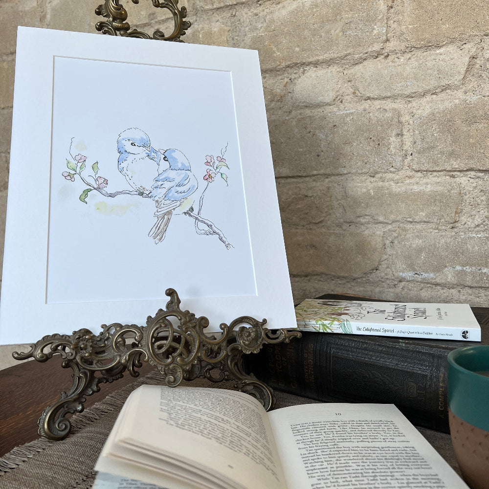 Limited Edition Mounted Print &#39;Bluebirds in Springtime&#39; - by Linda Beazley