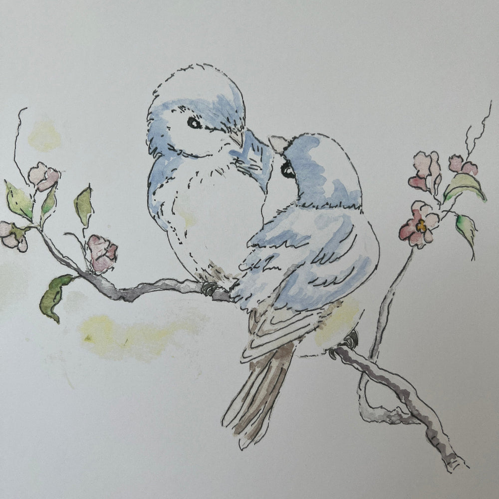 Limited Edition Mounted Print &#39;Bluebirds in Springtime&#39; - by Linda Beazley