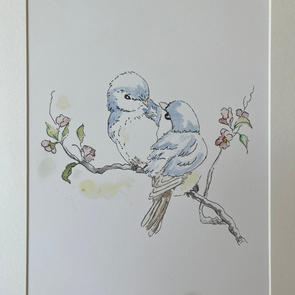 Limited Edition Mounted Print &#39;Bluebirds in Springtime&#39; - by Linda Beazley